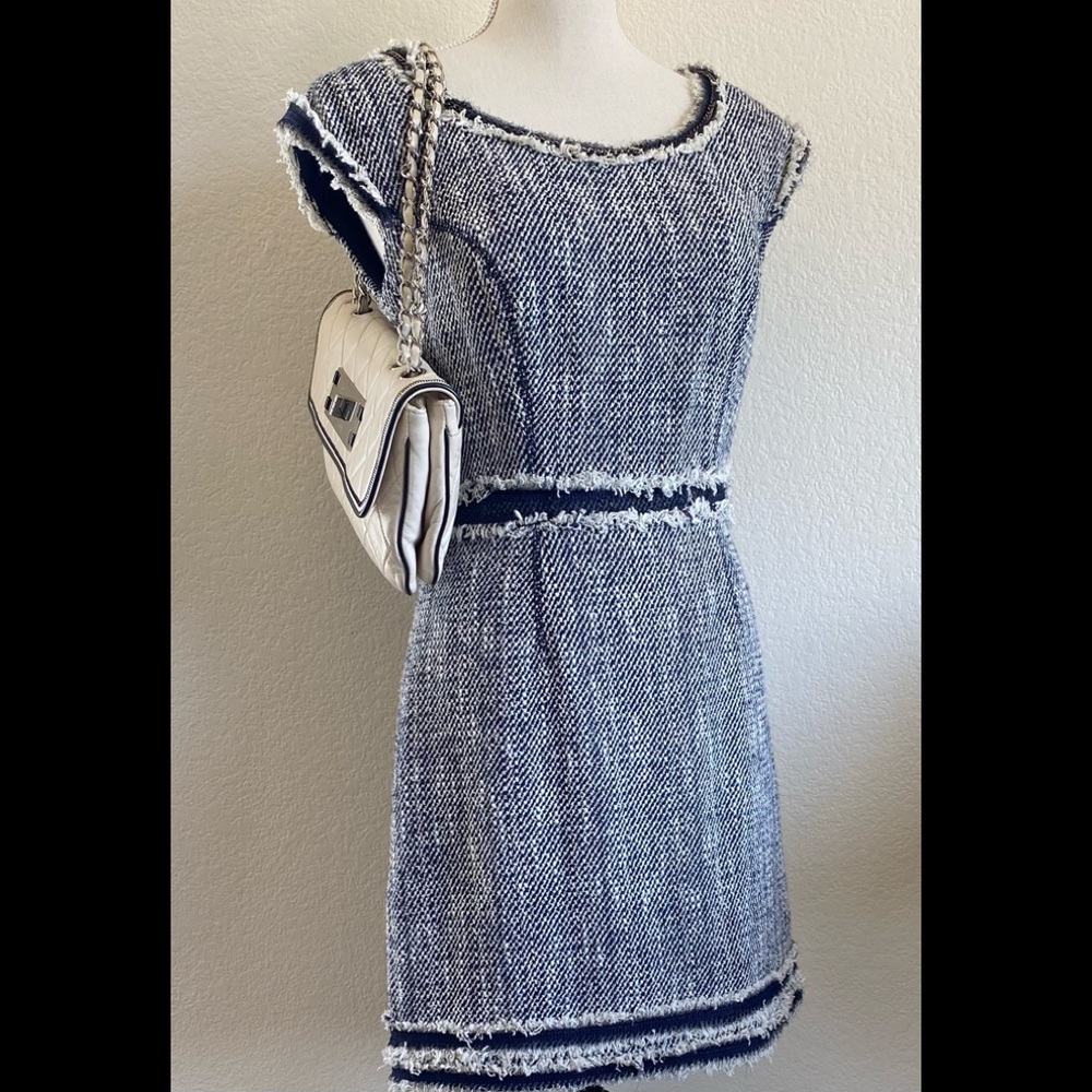 Rebecca Taylor navy & cream tweed sheath  dress size 4